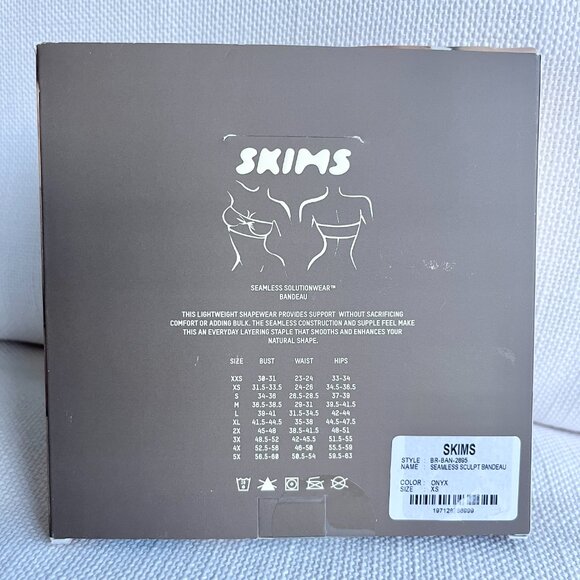 Skims Seamless Sculpt Bandeau Bra Top XS Black Strapless Removable Straps - Picture 6 of 6